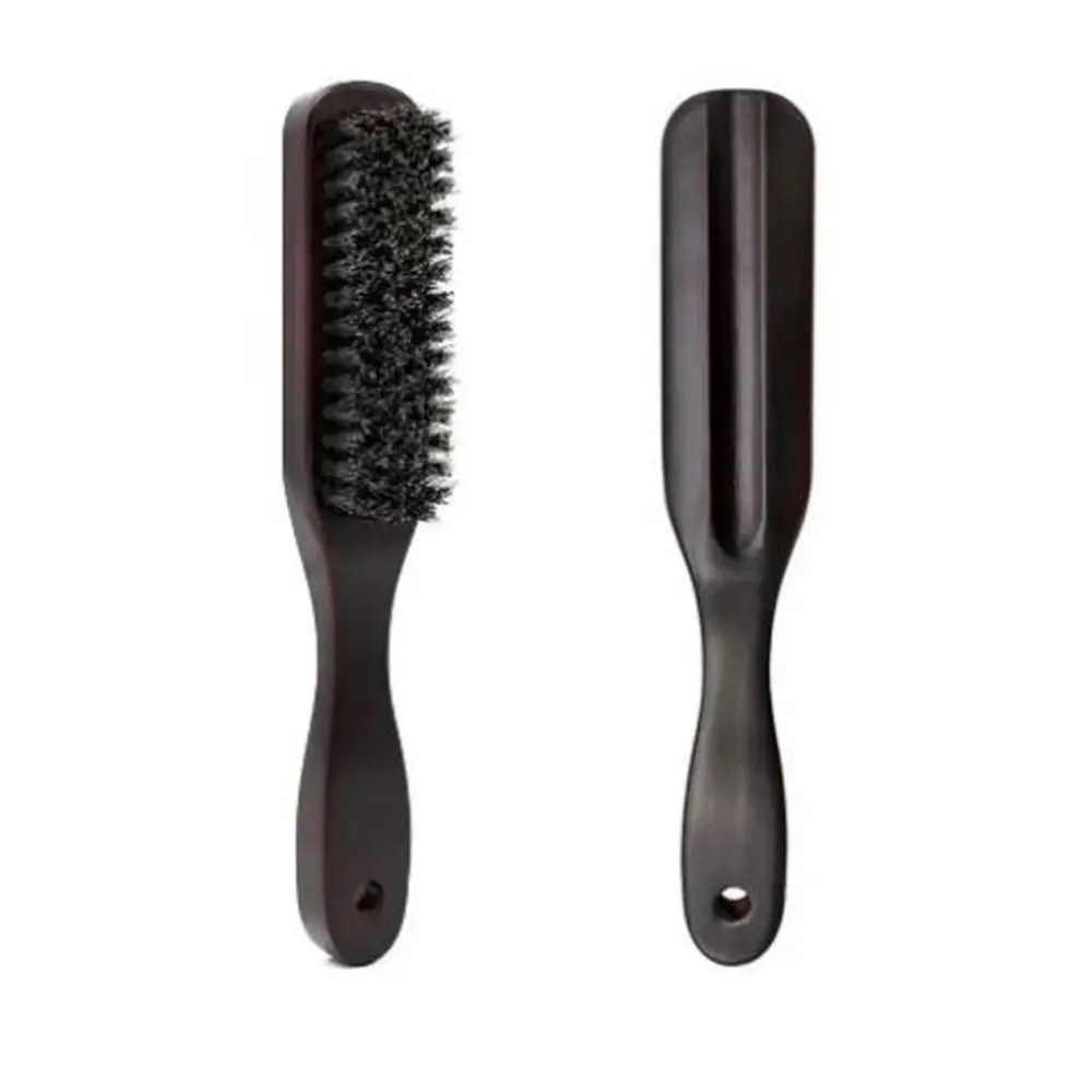 Wood Handle Boar Bristle Men Beard Brush Dark Brown Anti Static Moustache Cleaning Brush Solid Wood Barber Hair Styling Comb