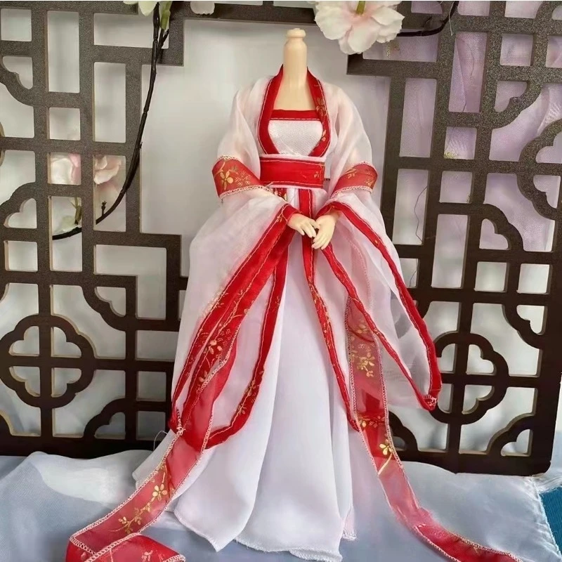 1/6 스케일 미녀 병사 고대 한복 거즈 스커트 의상 모델 (12인치 액션 피규어 소품 장식용)