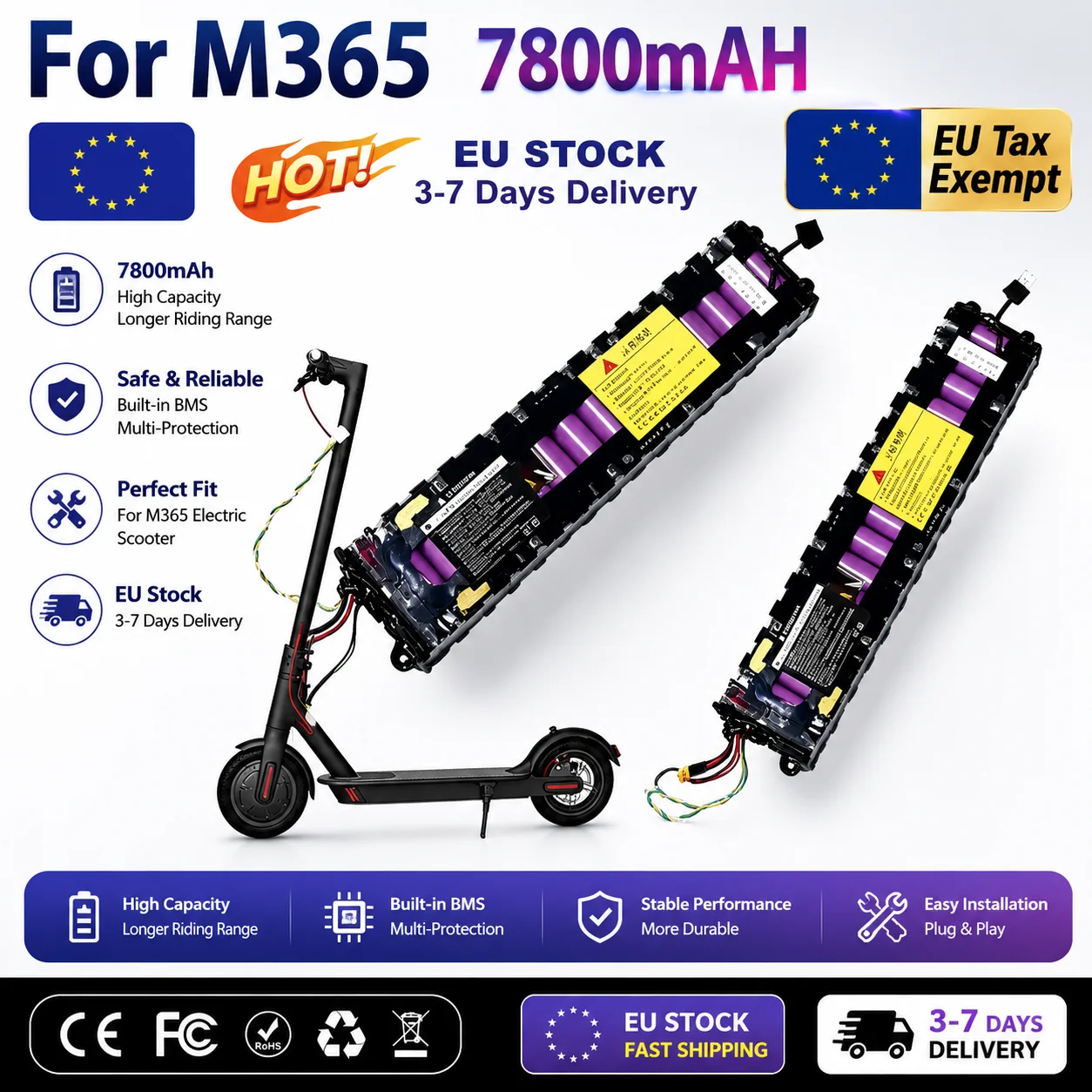Image of Original 36V 7800mAh Akku ???? Für Xiaomi M365 M356 Pro Spezieller Akkupack 36V Li-Ionen-Akku 7800mAh