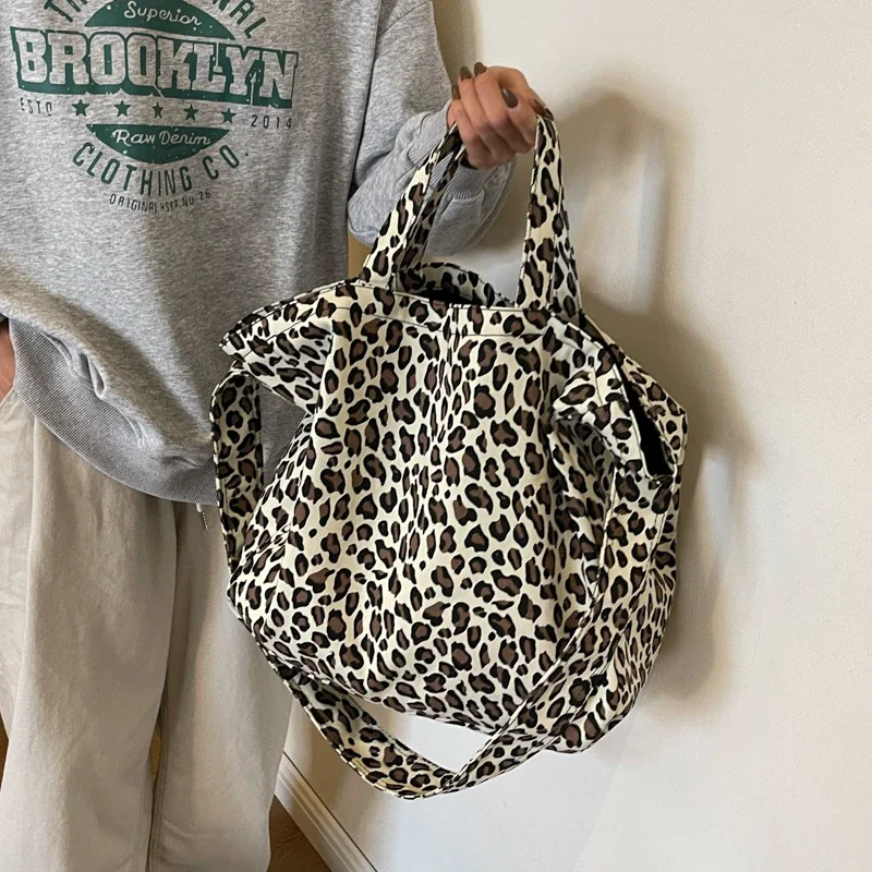 New Arrive Leopard Design 2024 Korean Fashion Big Crossbody Bags for Women Travel Handbag Lady Shopper Shopping Shoulder Bag