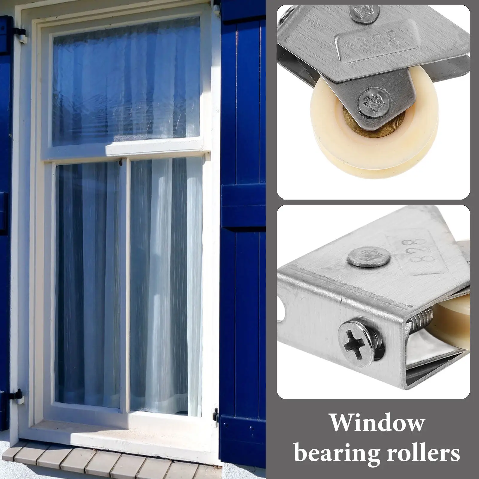 2-Pack Stainless Steel Sliding Door Rollers Nylon Copper Construction Quiet Smooth Low Friction Heavy Duty Patio Cabinet Window