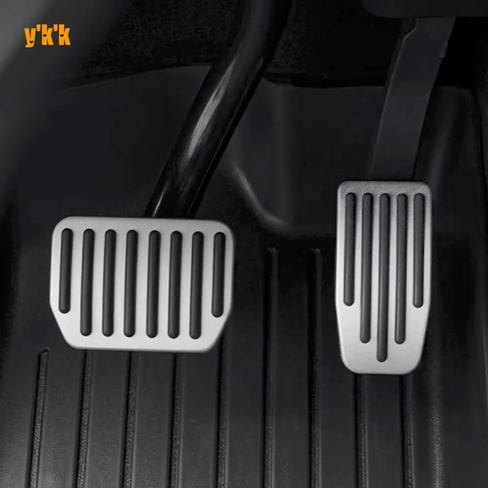 Foot Pedals Cover Accesories Aluminum Alloy Accelerator Gas Fuel Brake Rest Pads MatFor Tesla Model 3 Y Highland 2024 2023 2022