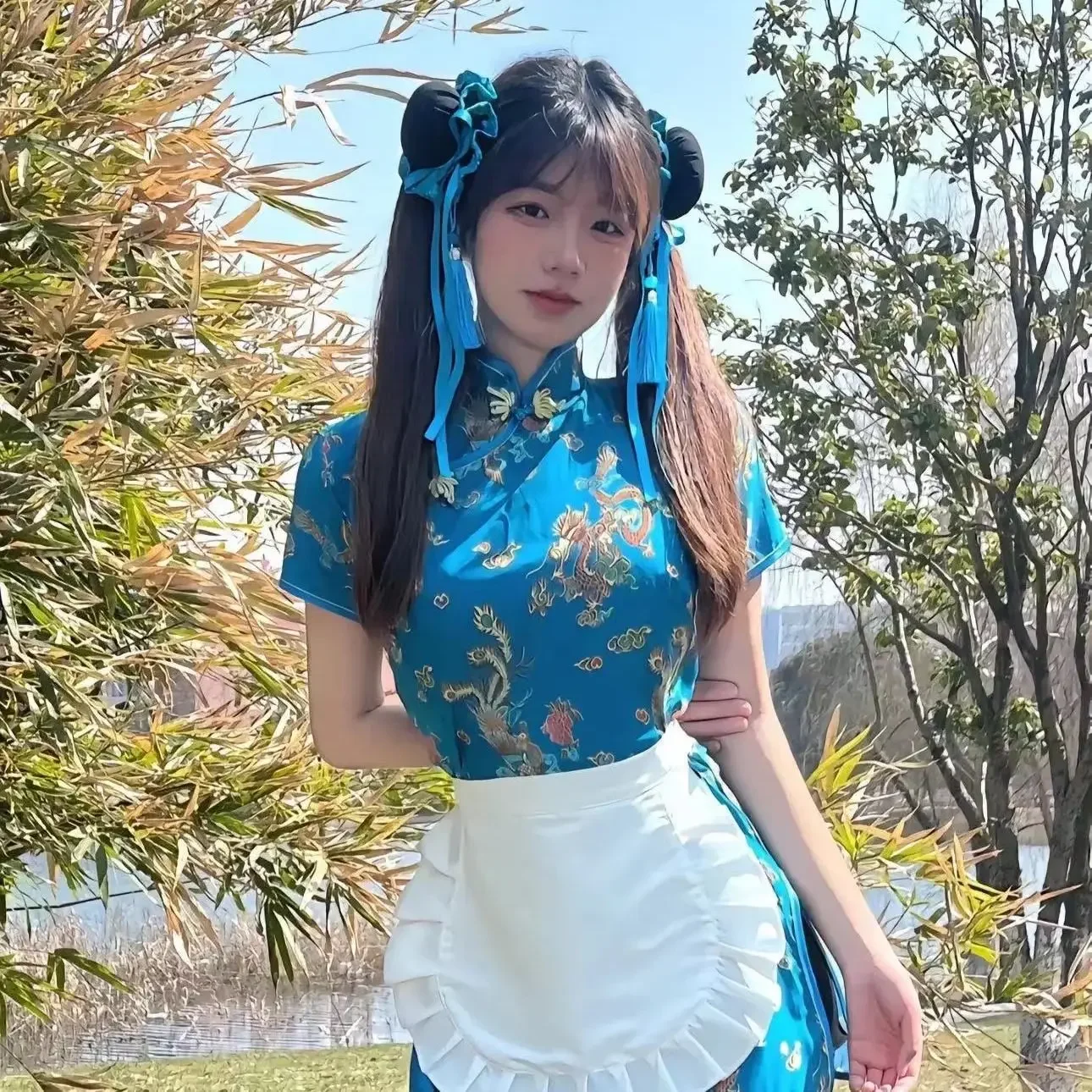 Chinese Lolita Cosplay Cheongsam Dress Sexy Qipao Chinese Clothing Sweet Girl Halloween Costumes For Women Party Performance