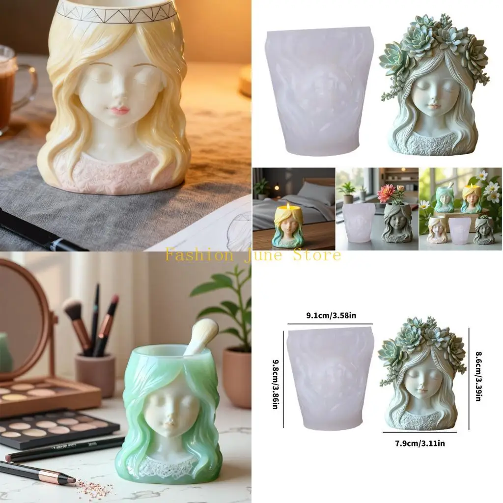 N5KA Sleeping Girl Silicone Mold Smooth Surfaces Easy Demolding for Planter Holder Decorative Containers Enthusiasts