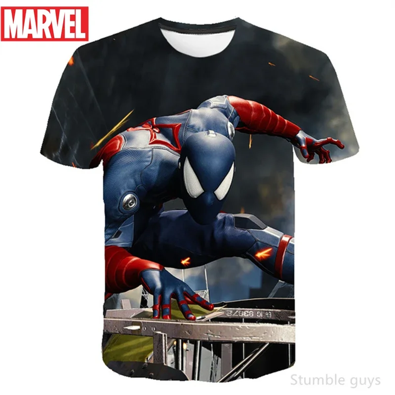 

Marvel Spiderman Kids Summer Iron Man Captain America Clothes Tshirt 3D Boys Girls Soft Spiderman Short Sleeve