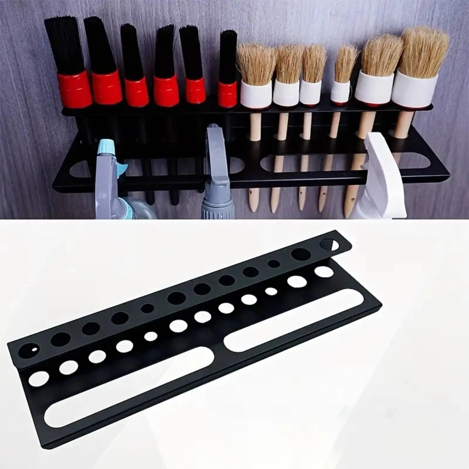 

Spray Bottle and Brush Mount Rust-Resistant Wall Mount Spray Bottle Rack Car Detailing Brush Holder Long-Lasting