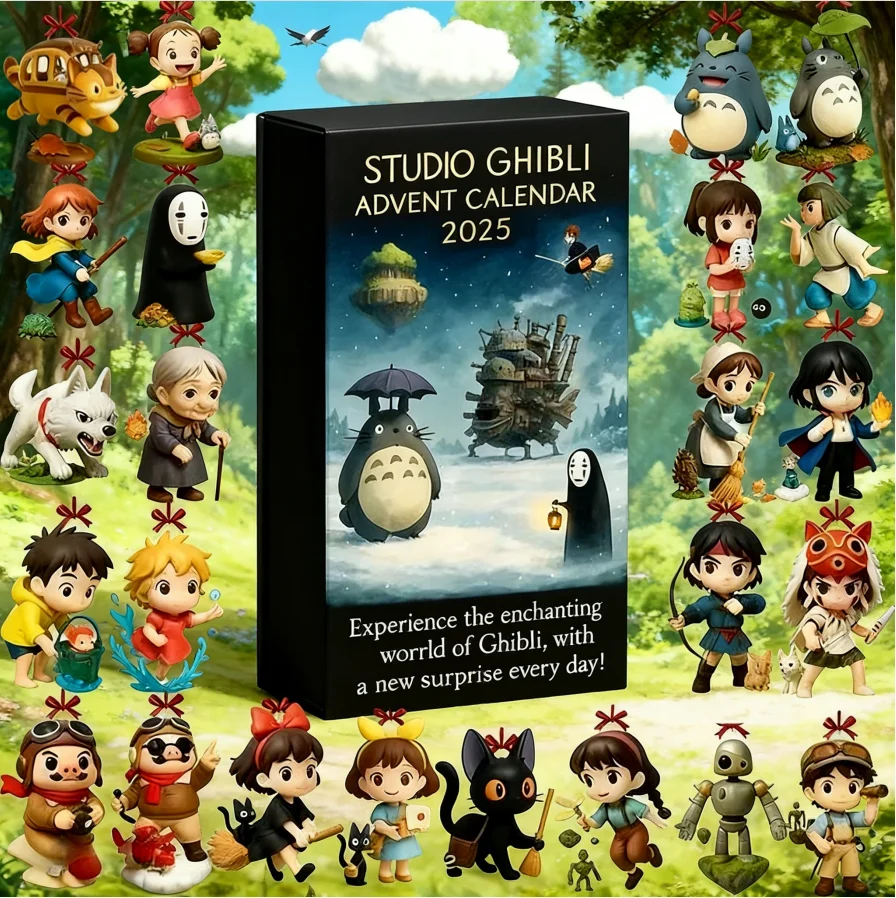 Trendy Studio Ghibli Classic Anime Christmas Advent Calendar - Countdown Blind Box Toy Figure Collectible  Gifts For Children