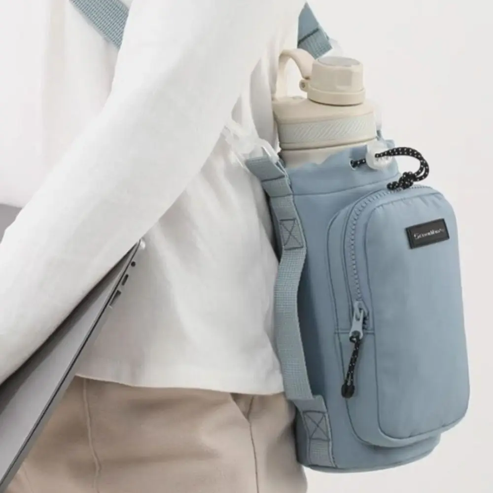 

Shoulder Strap Water Bottle Carrier Bag Waterproof Front Pocket Water Bottle Holder Handle Large Opening
