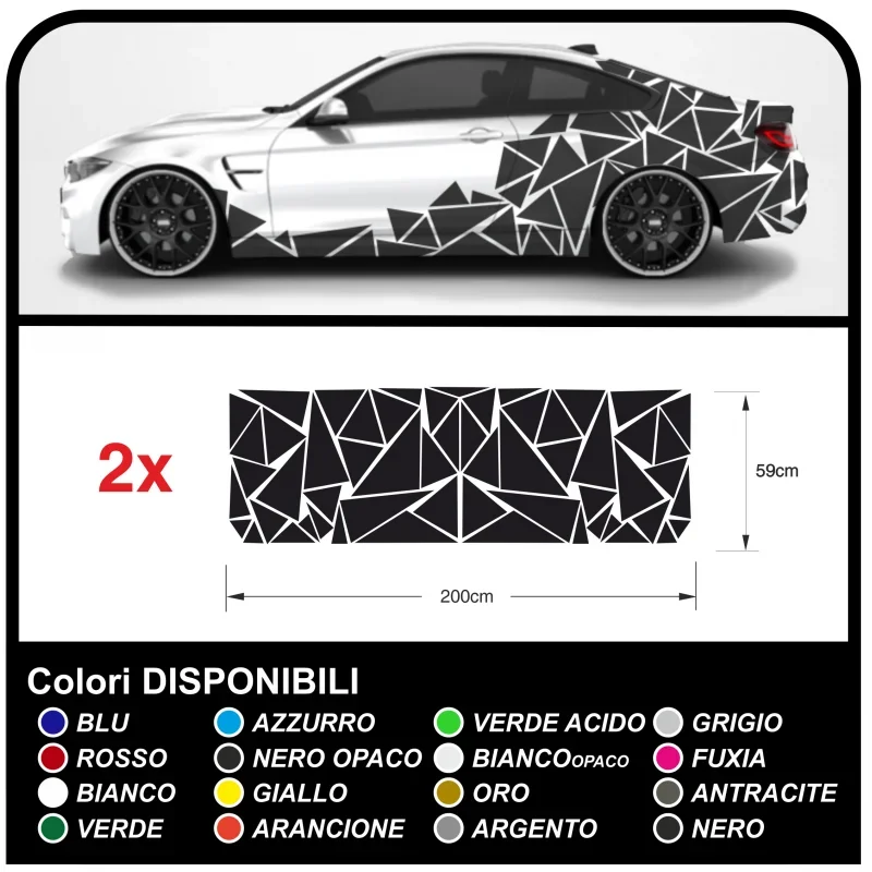 Stickers sides-car Triangles complete Set Camouflage for car auto Decal racing Sticker Decoration, the sides SPORT