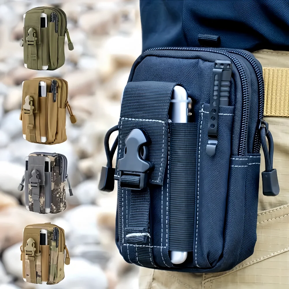 Men'S Tactical Tool  Camouflage Waist Bag Leg Bag for Outdoor Sports Running Cell Phone Case- Multifunctional Oxford Cloth Pouch