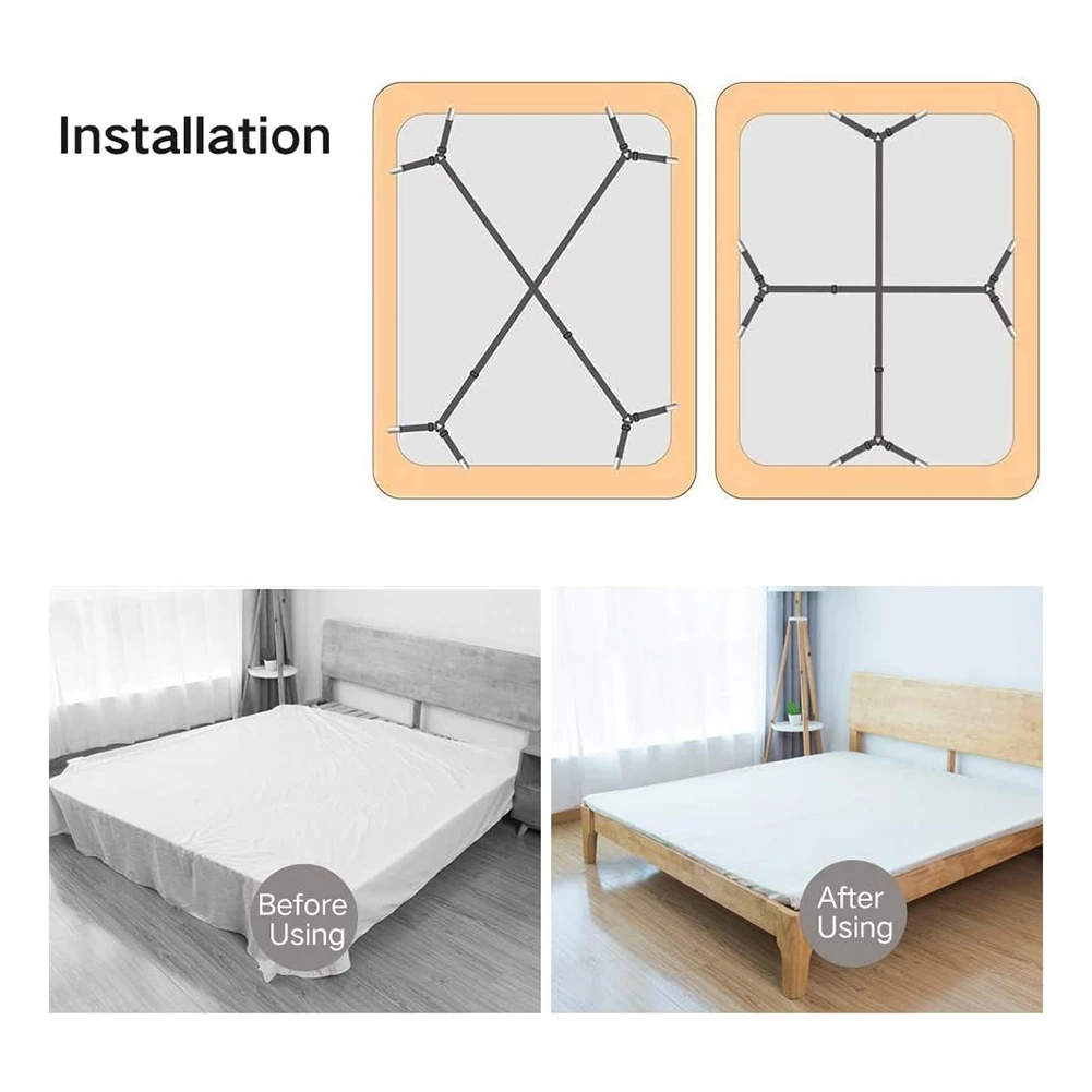 2Pcs Adjustable Elastic Suspenders Gripper Holder Straps Clip For Bed Sheets Mattress Covers Sofa Cushion (Black)-B61B