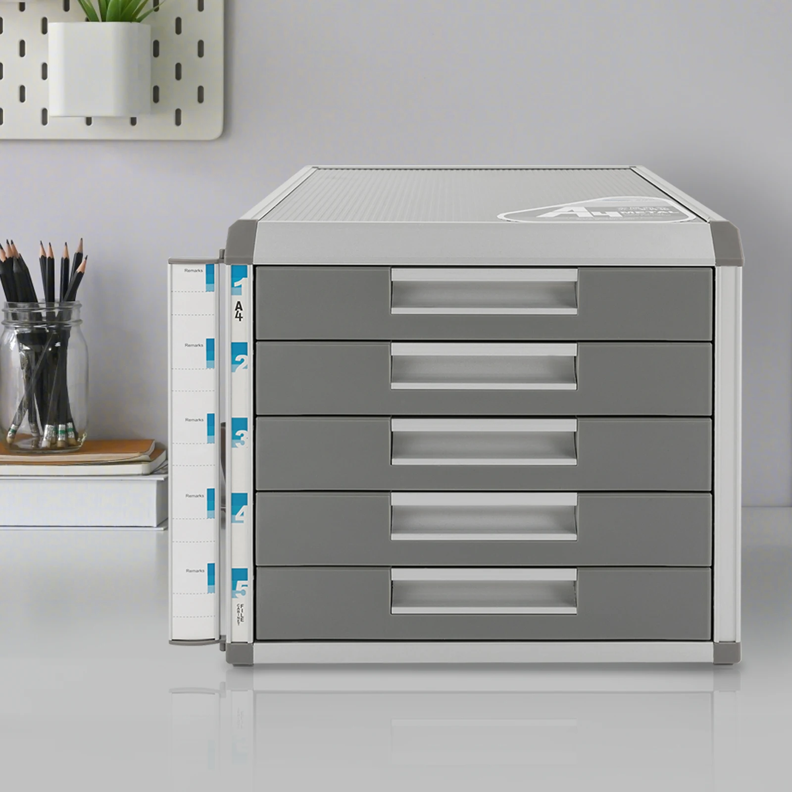 

5Layer Metal Desktop Drawer Box, A4 Aluminum Alloy File Organizer, Lockable Drawer Organizer Document Storage Box/Organiser Box