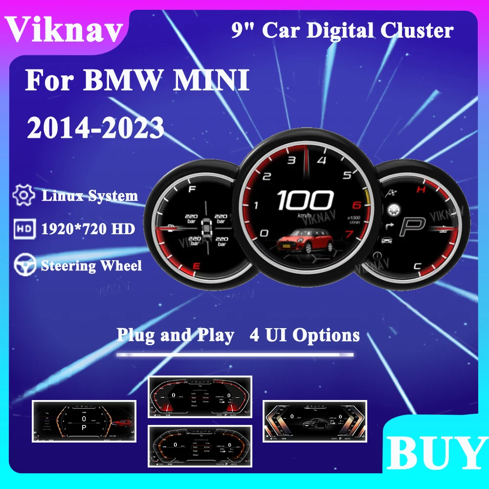 Viknav For BMW MINI 2014-2023 Upgrade Car Digital Cluster Dashboard HD LCD Display CockPit Speedometer Gauge Instrument Panel