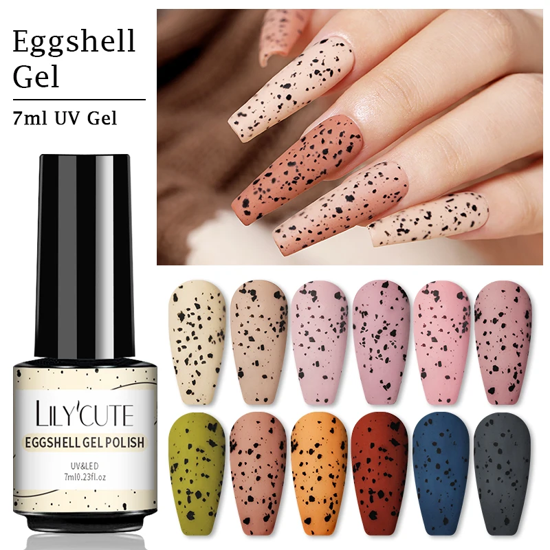 LILYCUTE 2Pcs 7ml Eggshell Gel Nail Polish Matte Effect Gel Polish Vernis Semi Permanent Nail Art DIY With Any Color Base Gel