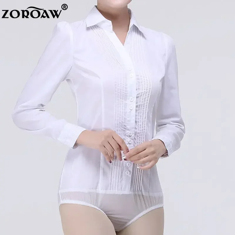 Elegant Bodysuits for Women, White Body Shirt, Long Sleeves Spring Fashion Tops and Blouses Female Clothes Office Lady Work 2023