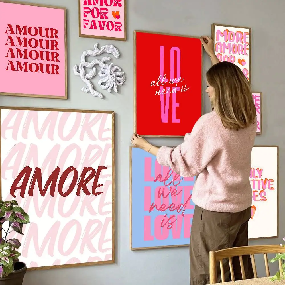 Maximalist More Amor DIY Sticky Poster Waterproof Paper Sticker Coffee House Bar Home Decor