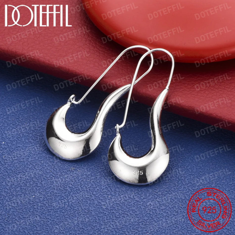 925 Sterling Silver 55mm Delicate Paperclip Earrings for Women, Fashionable Wedding Jewelry, Party Accessories