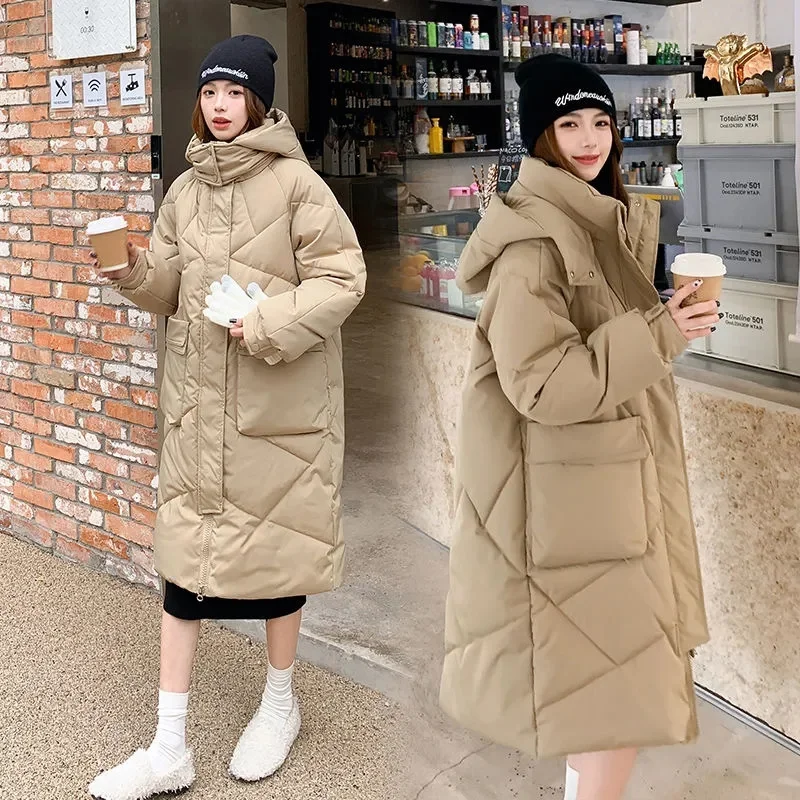 2024 nuova giacca invernale parka donna piumino d\'anatra bianco felpe con cappuccio piumini cappotti lunghi capispalla antivento Casual femminile