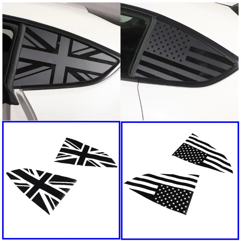 2 PCS National Flag Style Car Rear Triangle Window Sticker Sun Shade Protector Decals For Subaru BRZ 2022-2023