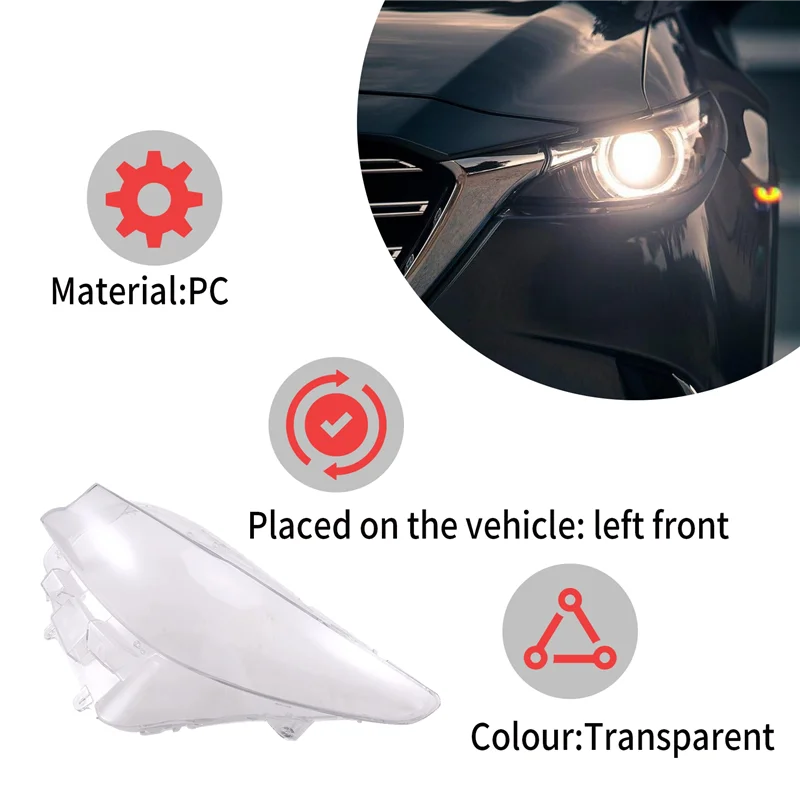 سيارة العلوي قذيفة قناع غطاء لمازدا CX9 2016-2021 كشافات شفافة عدسة عاكس الضوء #4