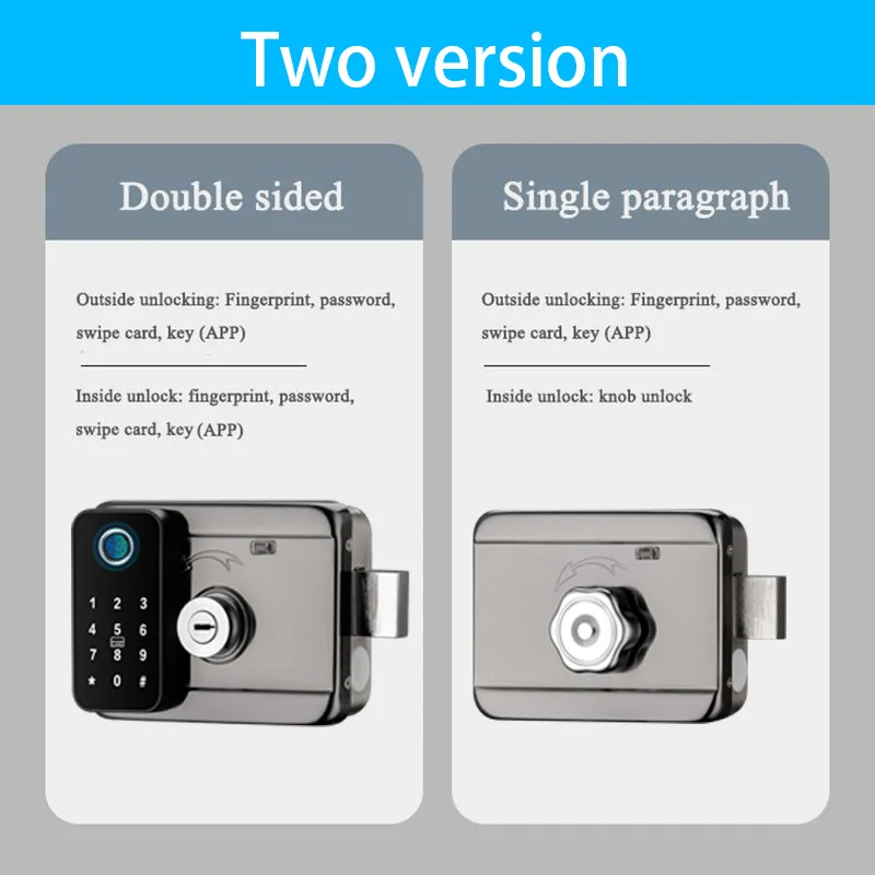 Tuya Waterproof Smart Door Lock Fingerprint Outdoor Garden Remote Control APP Card Digital Code Electronic Double Rim Lock﻿ ﻿