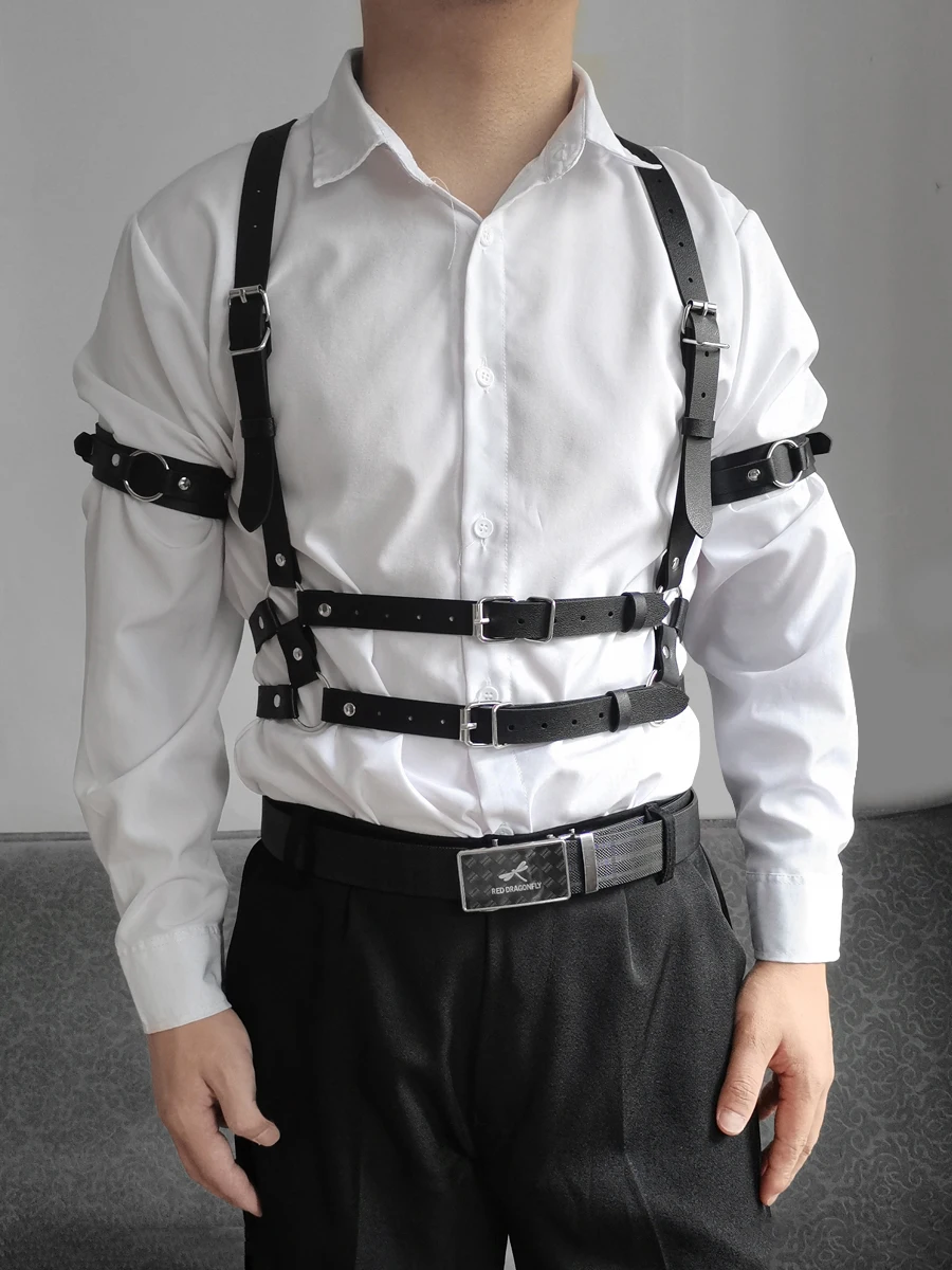 Tactical Techwear Hip Hop Punk Leather Body Harness Chest  display picture 1