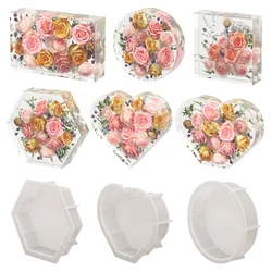 SZ064 Geometric Large Cube Resin Silicone Molds DIY Heart Rectangle Mirror Crystal Epoxy Casting Making Mold For Home Decor