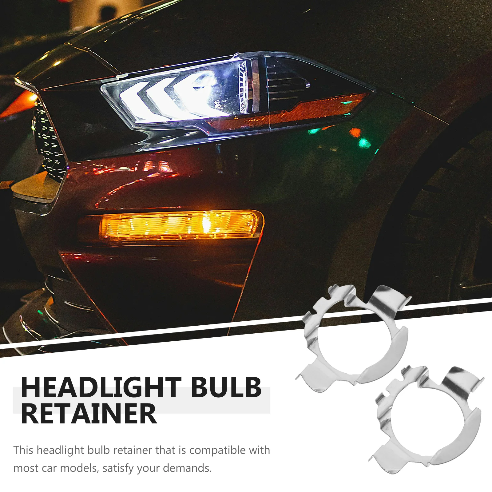 

2pcs Led Car Retainers Holder Adapter Sturdy Durable Headlamp Bulb Base Retaining Clips Car Light Bulb Retainer For