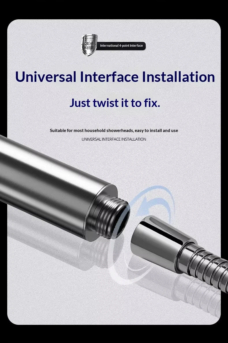 304 Stainless Steel High Pressure Filter Shower Head 3-Speed Large Flow Showerhead Shatter-Resistant Detachable for Bathroom