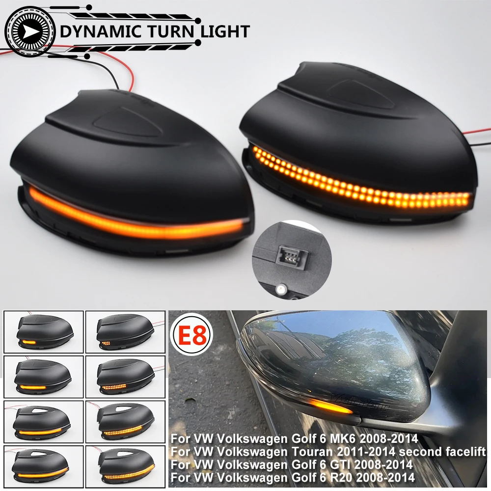 2 szt. Dla Volkswagen VW Golf 6 MK6 GTI R32 08-15 dynamiczne włączony kierunkowskaz lusterko boczne LED sekwencyjna lampa wskaźnik migający