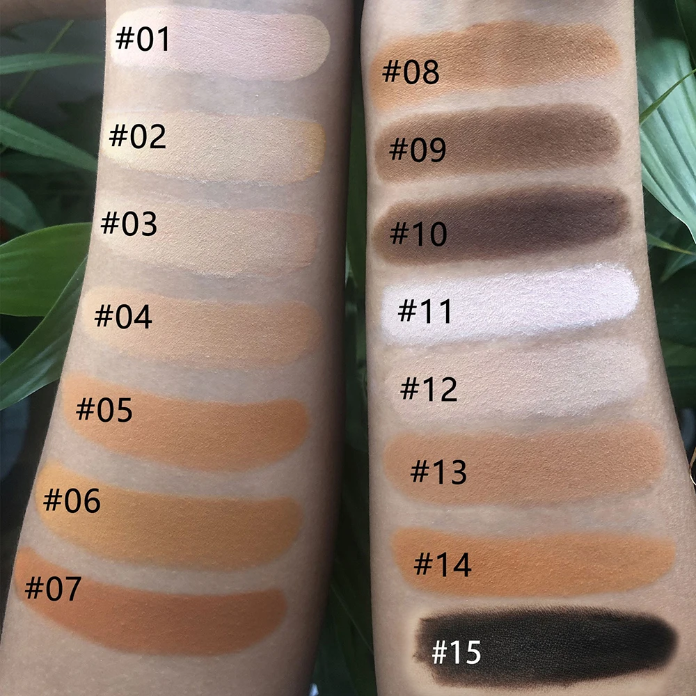 Paleta de correctores de 15 colores con logotipo personalizado de marca privada, cubre imperfecciones, iluminar el contorno en polvo, maquillaje vegano, corrector al por mayor
