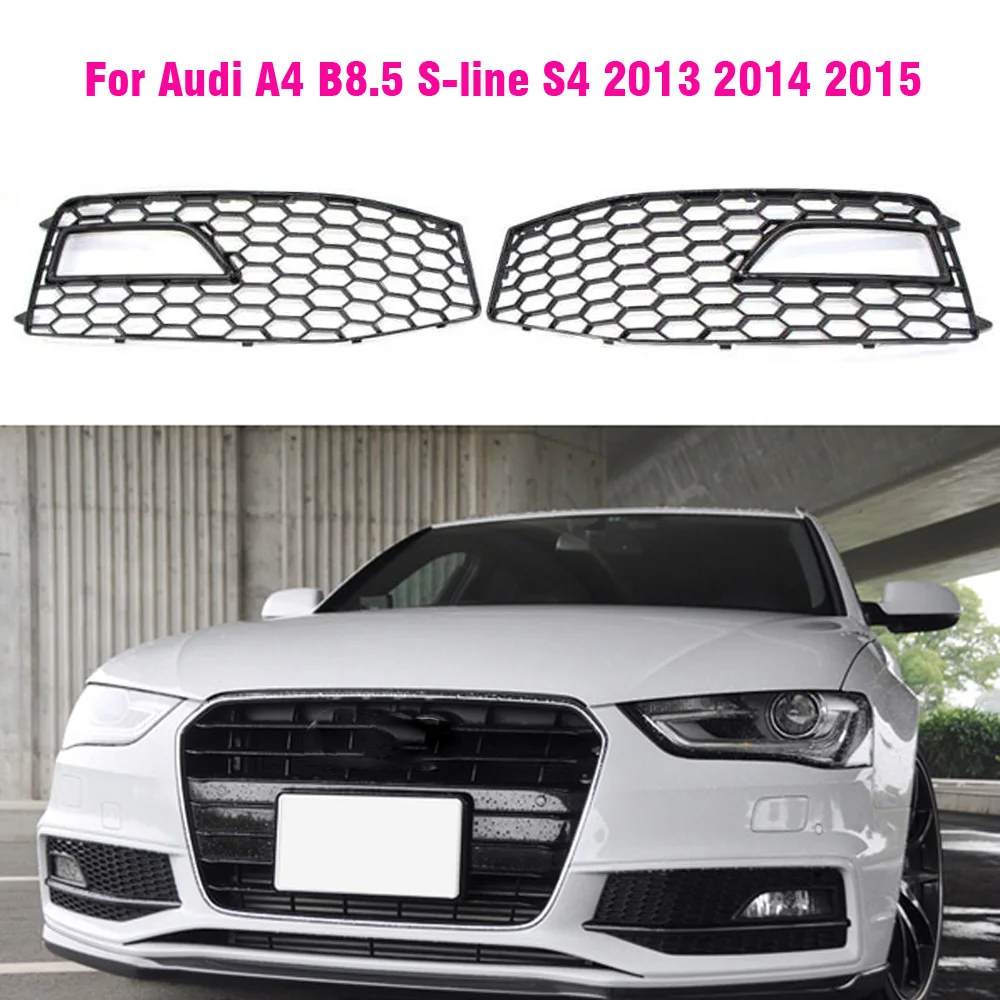 RS4 Style For Audi A4 B8.5 S-line S4 2013 2014 2015 Bumper Fog Light Lamp Cover Grille Grill