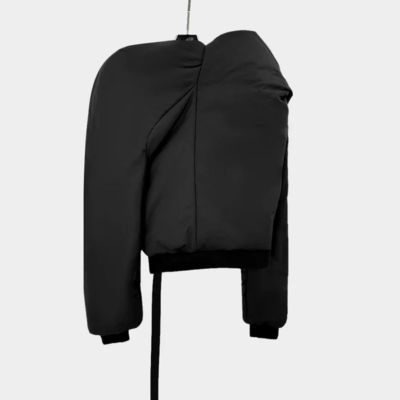 Cappotto da donna in cotone asimmetrico ispessito, giacca da strada alla moda, capispalla in cotone di alta qualità