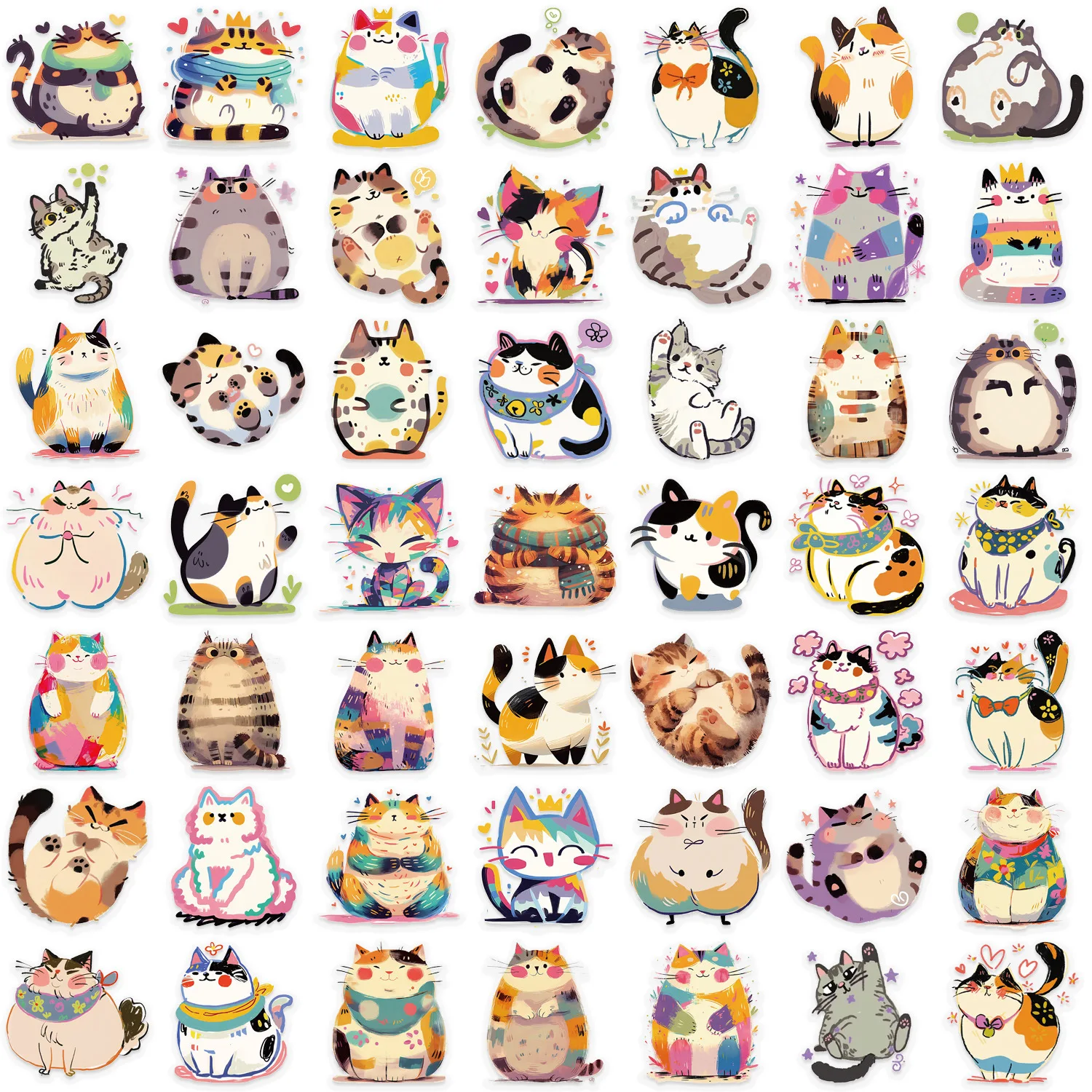 50PCS 어린이 귀여운 만화 고양이 개 Meme/고양이 스티커 팩 방수 투명 애완 동물 장식 기타 노트북 스티커
