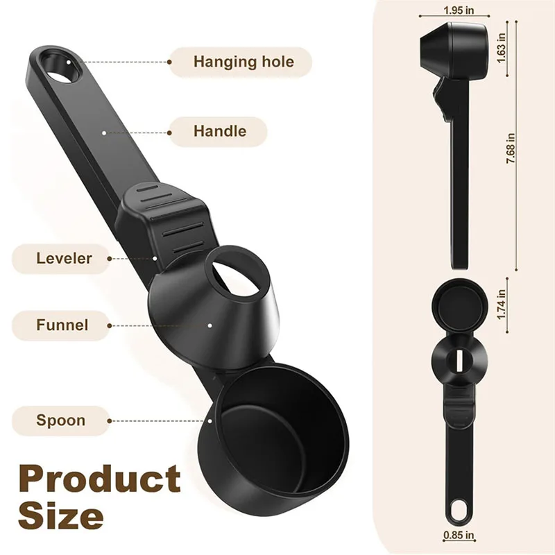 2 in 1 Coffee Scoop with Funnel for Reusable K Cup Refillable Coffee Pods Scoop Funnel Measuring Spoon No Spill Coffee Scoops