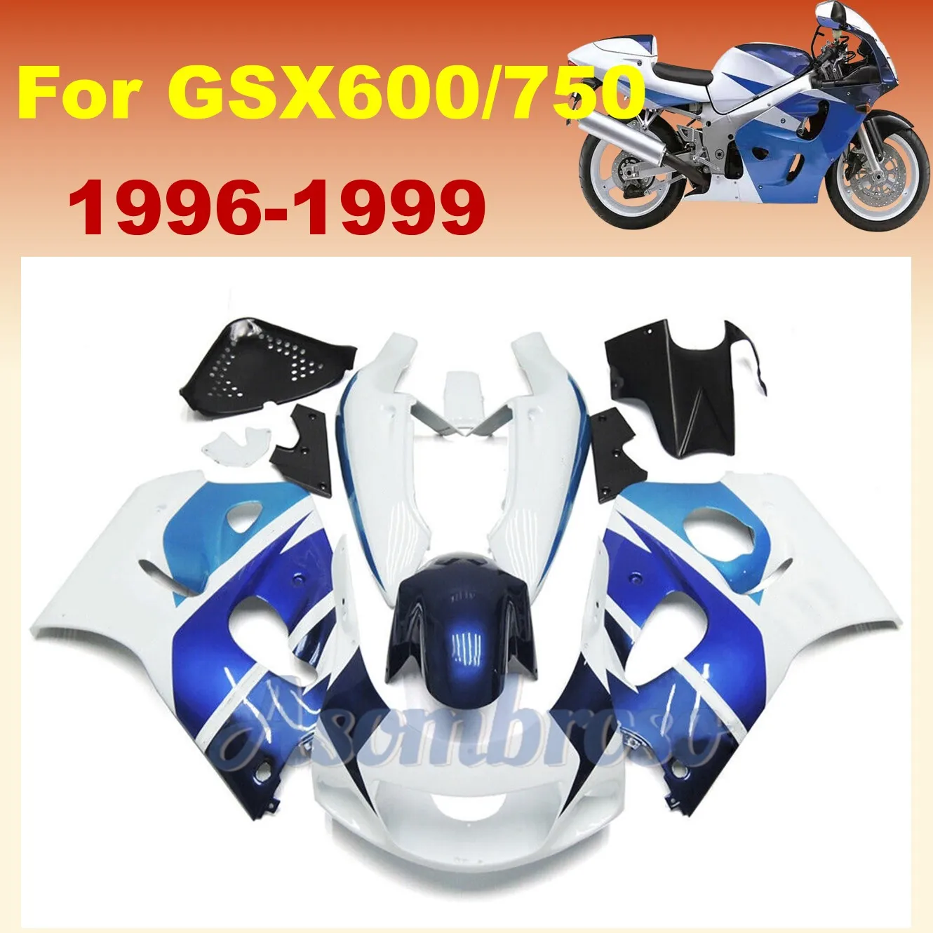 Motorcycle Fairing kit for Suzuki GSXR600 750 1996 1997 1998 1999 GSXR750 GSXR 600 96 97 98 99 Blue White Housing