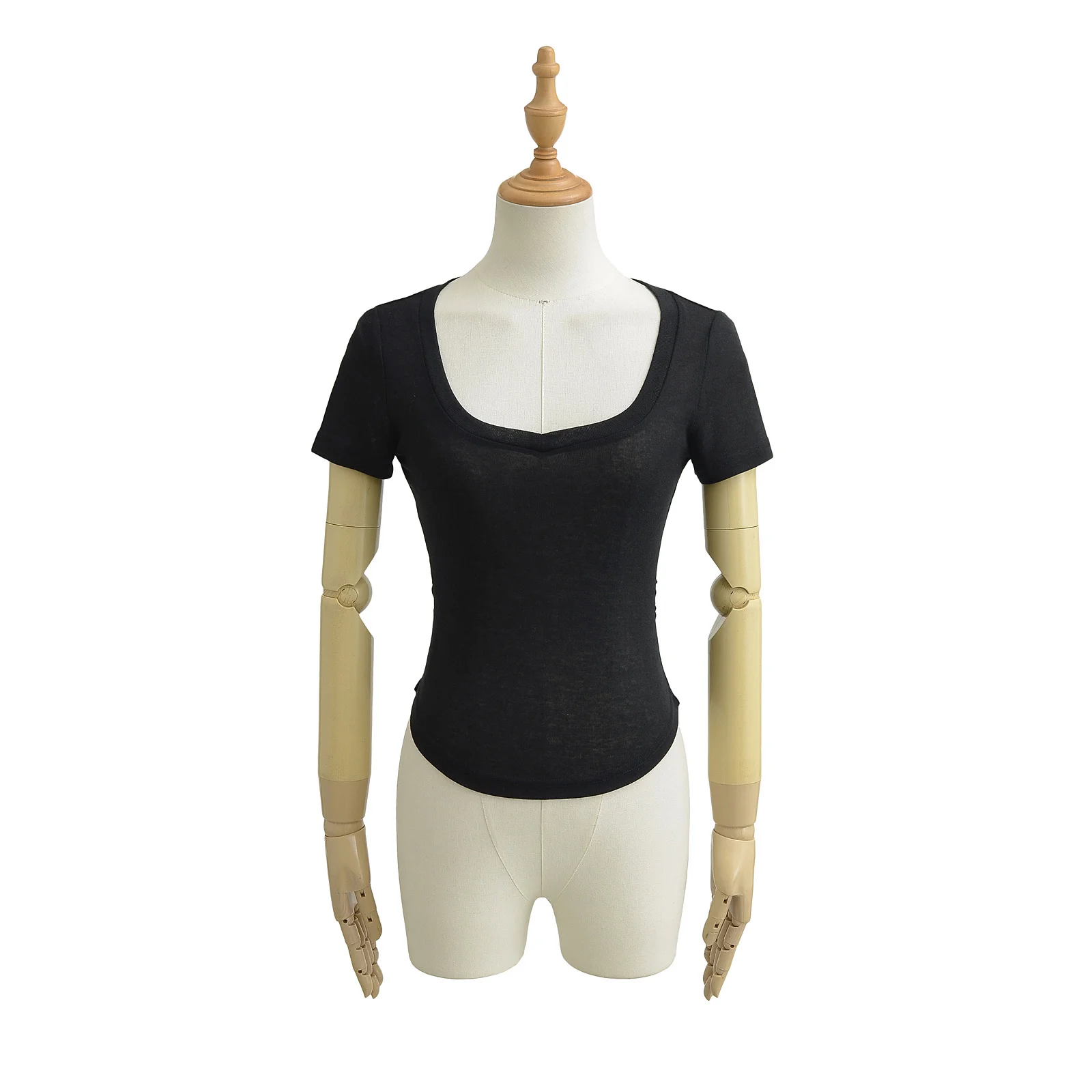 

Slim Fit ort Sve U-Ne T-irt Pure Color Summer Sexy Inner Wear Hot Girl Sle Light Weight Women's Top Polyester Cott...
