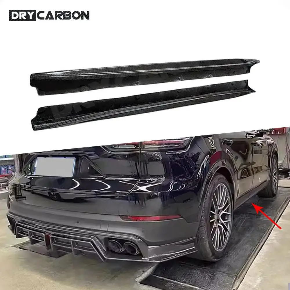 

Carbon Fiber Side Skirt Extension Rocker Panel Body Kit Lip Splitters for Porsche Cayenne 2022 FRP Black Bodykits