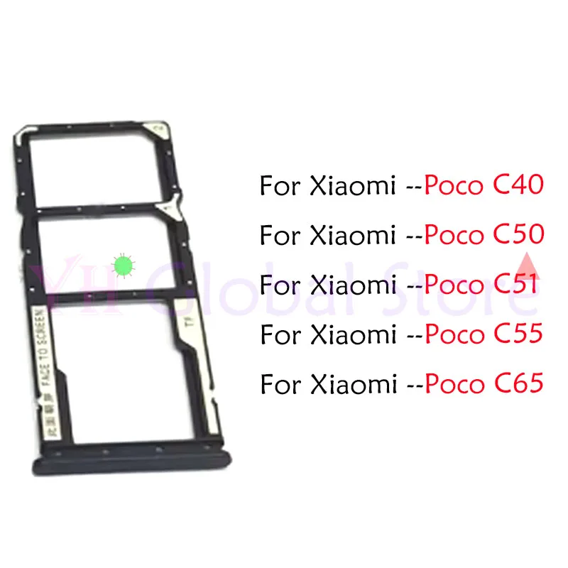 20PCS For Xiaomi Poco C40 C50 C51 C55 C65 Sim Card Slot Tray Holder Sim Card Repair Parts