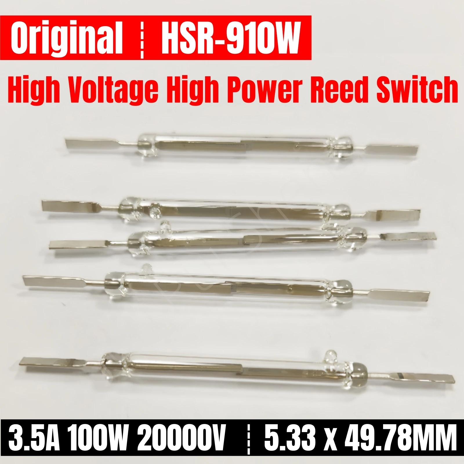 10PCS NEW HSR-910W High Voltage High Power Reed Switch HSR-910WT 3.5A 100W 20000V Magnetic Contact Induction Sensor 5.33*49.78MM