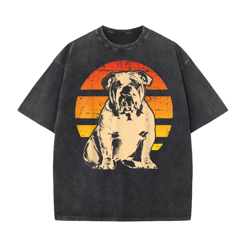 

English Bulldog British Bulldog Pure Cotton Luxury Brand Men's T-shirts O-neck Tshirt Oversized Art Graphic Clothing Printed