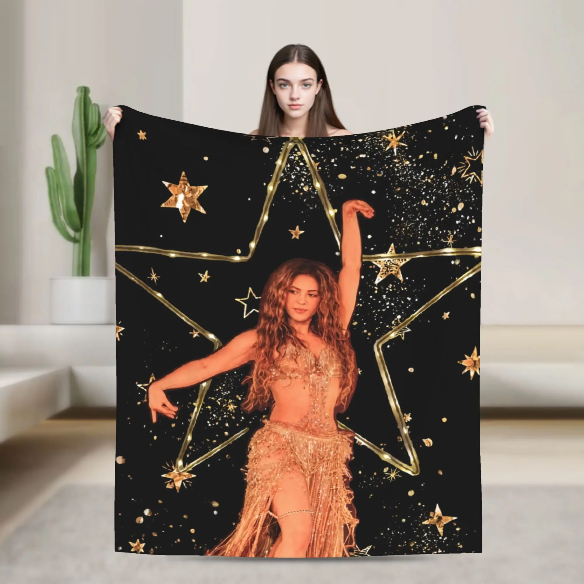 Shakira Colombian Singer Blanket Flannel Summer Air Conditioning  Multi-function  Thin Throw Blanket for Sofa Outdoor Bedspreads
