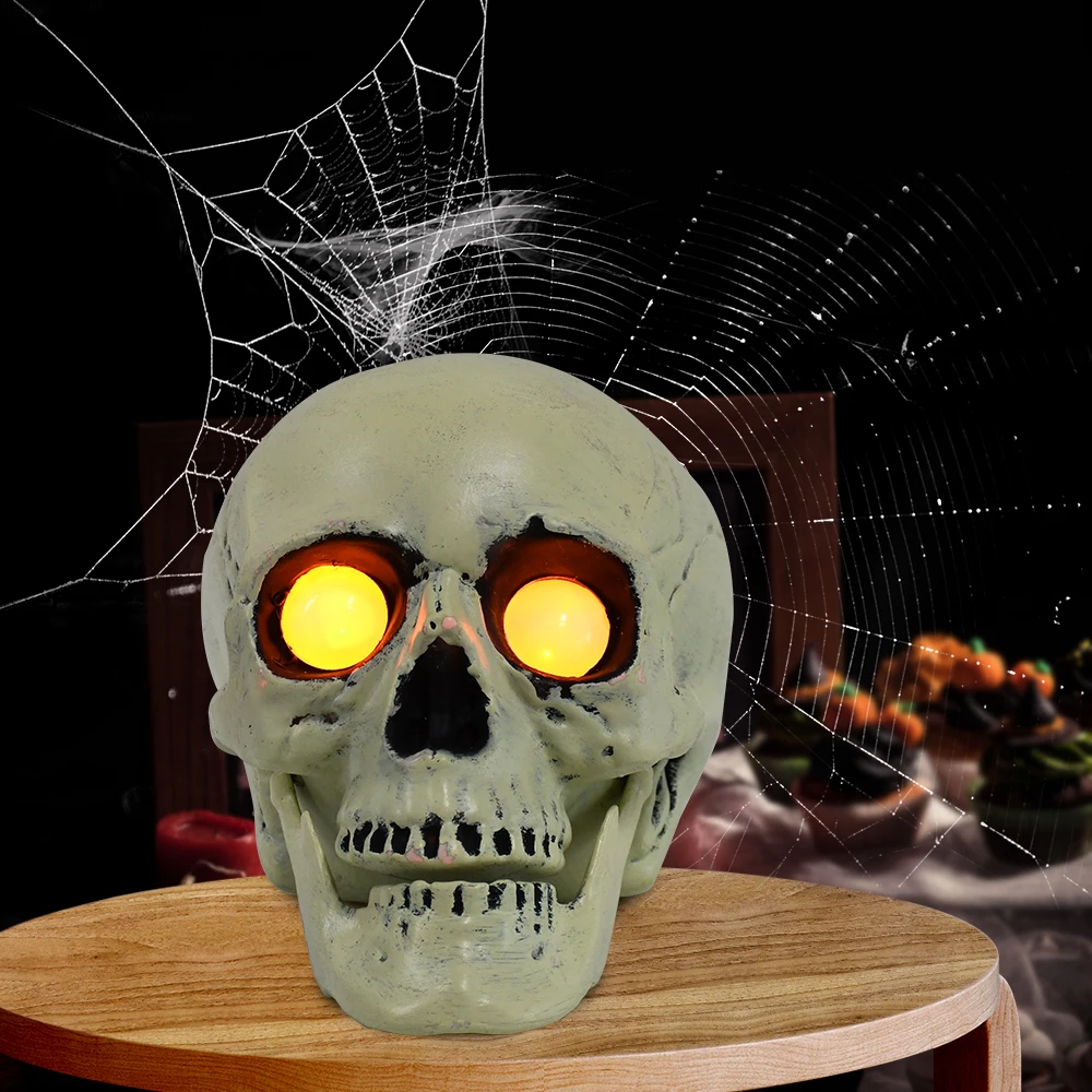 Lampe Décorative en Forme de Crâne pour Décoration de Maison, Éclairage de Vacances d'Halloween à Massage Solaire