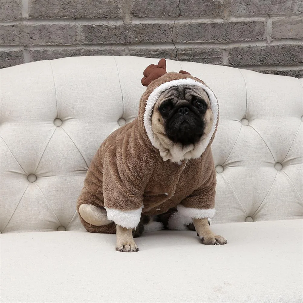 

Puppy Winter Clothes Elk Dog Cotton Coat Sweatshirt Outfits for Large Dogs Costume