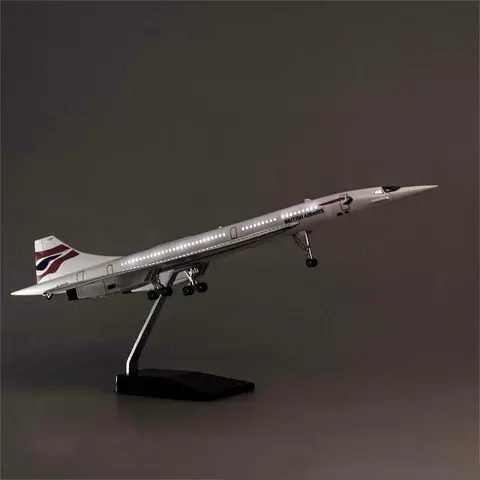 50CM 1/125 Skala Flygplan Concorde Air British Airways Flygbolag Flygplan Resin Flygplan med Ljus Landningsställ Modellleksak 10 best sales konkorde - №8