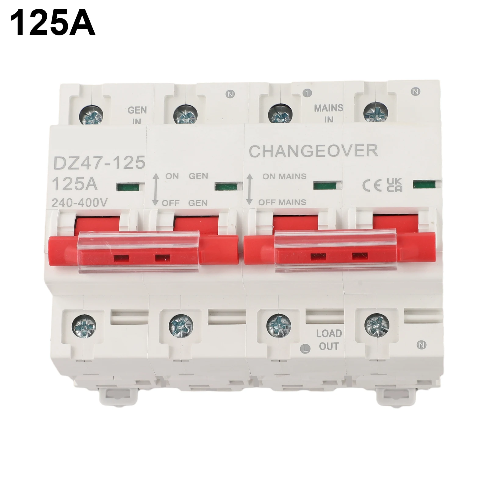 1PC 125 Amp 4 Pole Rotary Changeover Switch Single Phase 240-400V AC22A DIN Rail Mounted Power To Generator Transfer Switch