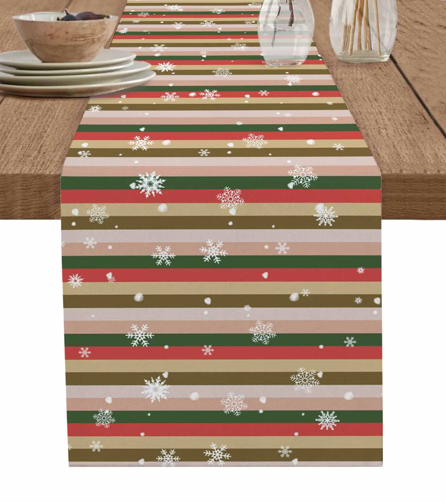 

Striped Snowflake Dots Table Runner for Dining Table Wedding Decoration Tablecloth Home Decor Table Runner