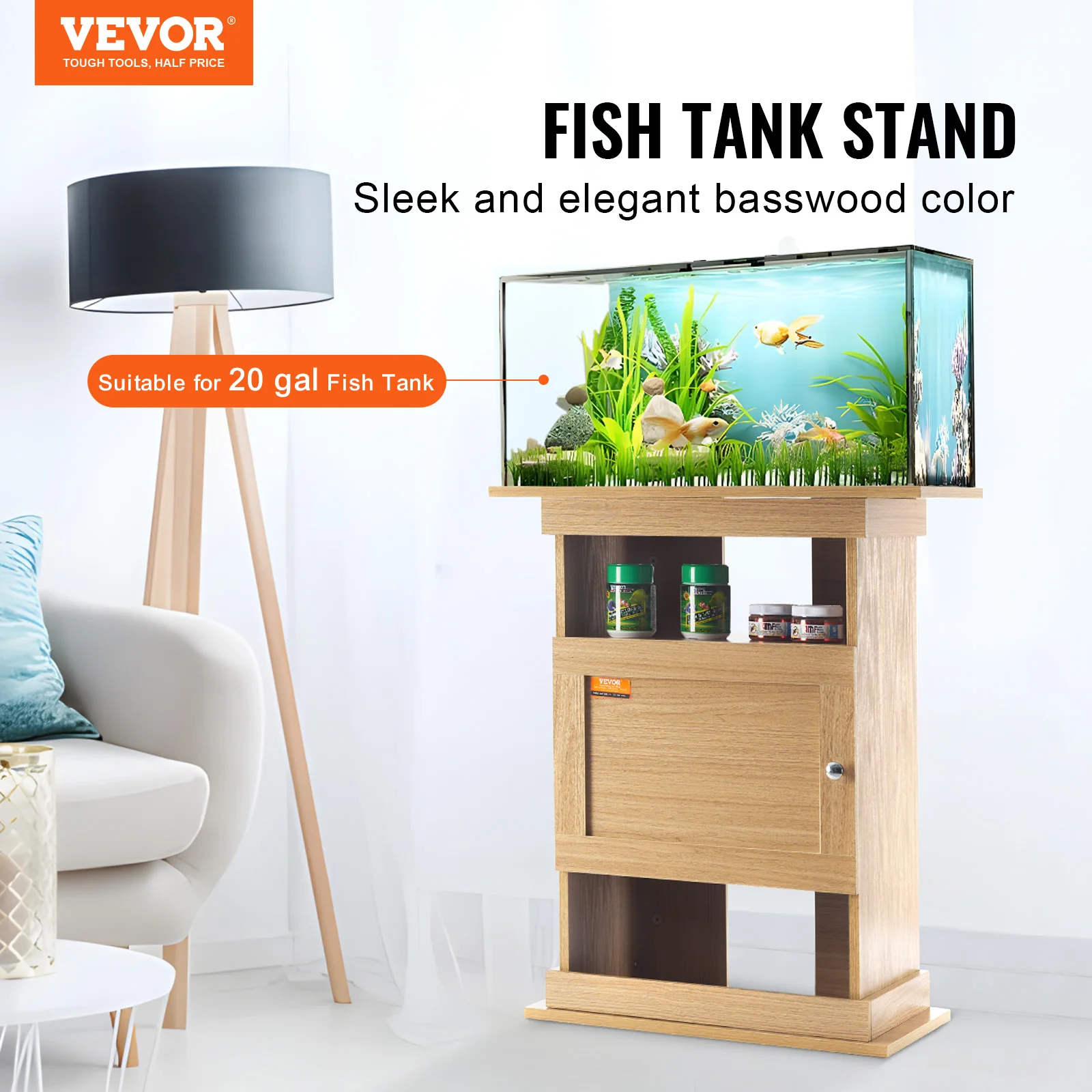 VEVOR-Aquário Suporte para Fish Tank, 20 galões, 25.2x15.7x28.3 Polegada, MDF Turtle Tank Stand, 167,6 lbs Load Capacity, Réptil