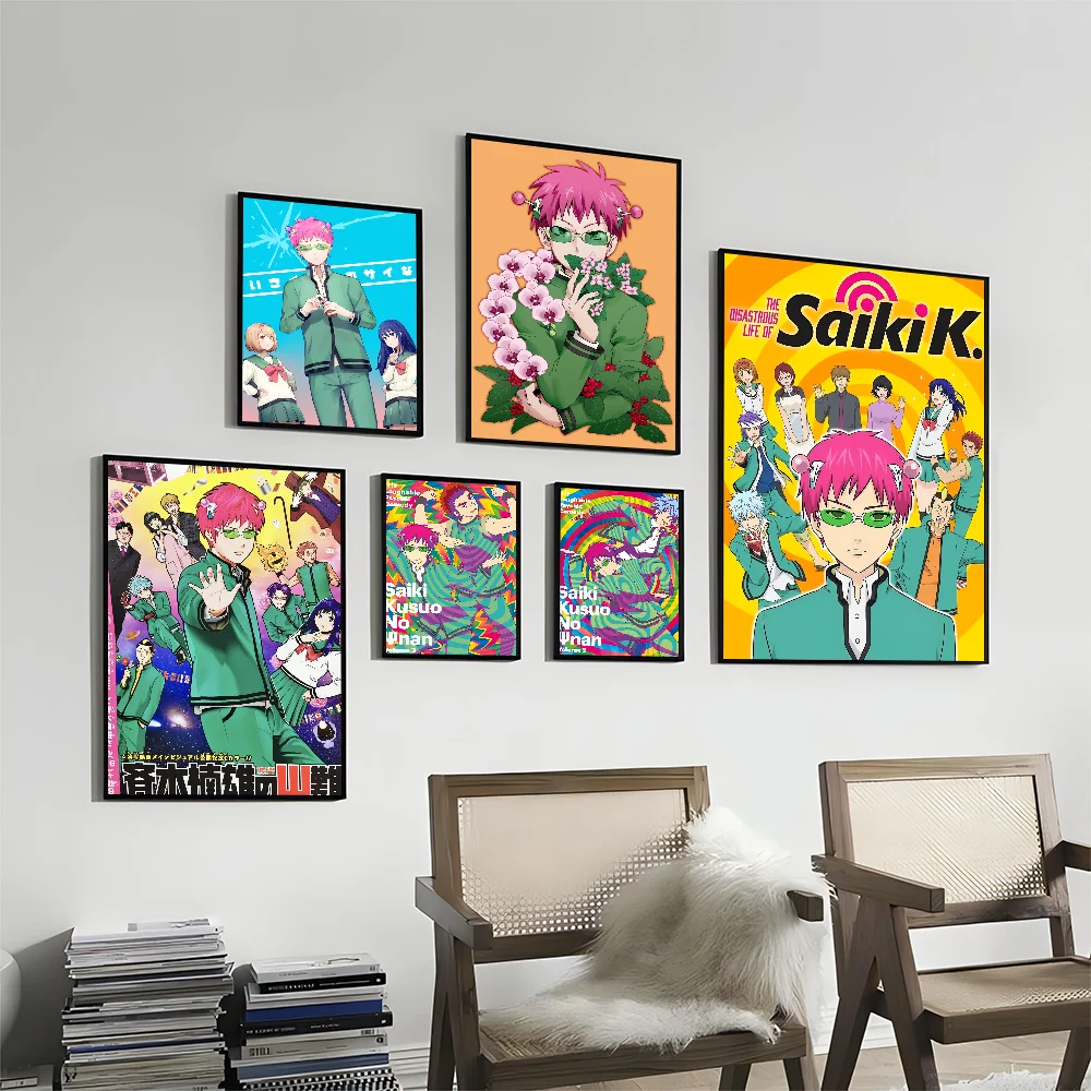 Anime Disastrous Life Of Saiki Movie Sticky Posters Vintage Room Bar Cafe Decor Nordic Home Decor