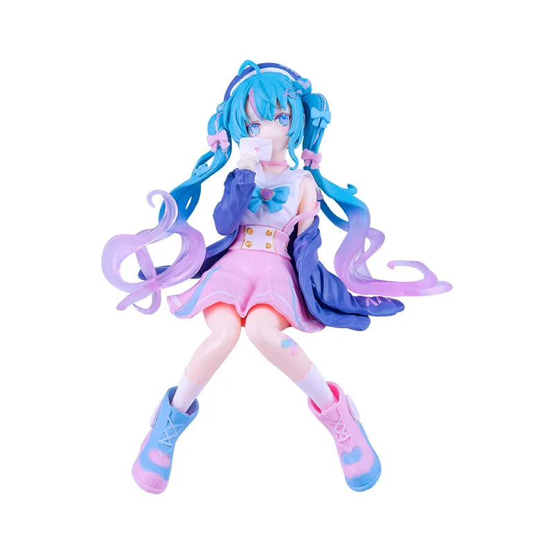 Nowa figurka akcji Hatsune Miku, figurka anime, różowa sakura, pozycja siedząca, model z PVC, zabawka, dekoracja, kolekcjonerski prezent.